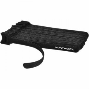 Monoprice Hook and Loop Fastening Cable Ties, 6in, 50 pcs/pack, Black 6457