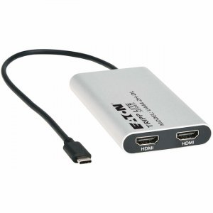 Tripp Lite by Eaton USB-C Adapter, Dual Display - 4K 60 Hz HDMI, 100W PD Passthrough, Silver U444-2H-DL
